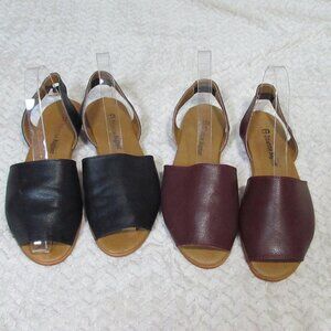 Vintage Bundle of 2 Etienne Aigner Black Maroon Slingback Sandals Women's Size 7
